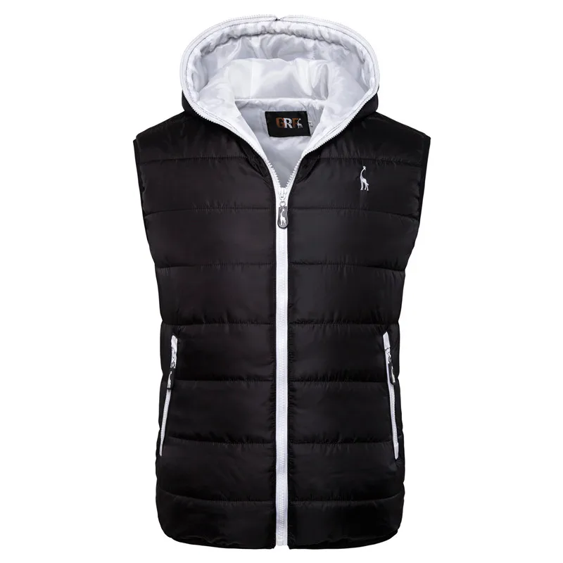 Koop 2019 Nieuwe Giraffe Merk Winterjas Mannen Hoodied Vest Mannen Rits Heren Jas Mouwloze Casual Winter Vest Mannen