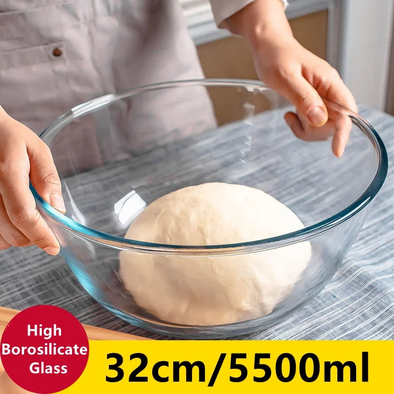 5500mlLargeCapacityHighBorosilicateGlassBowl30cmSaladMixing