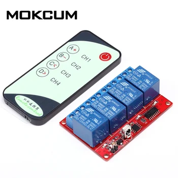 

4 Channel 12V Infrared Receiver Relay Driver Board + 5-Key IR Remote Control Switch 150mA 8m 4CH Transmmiter