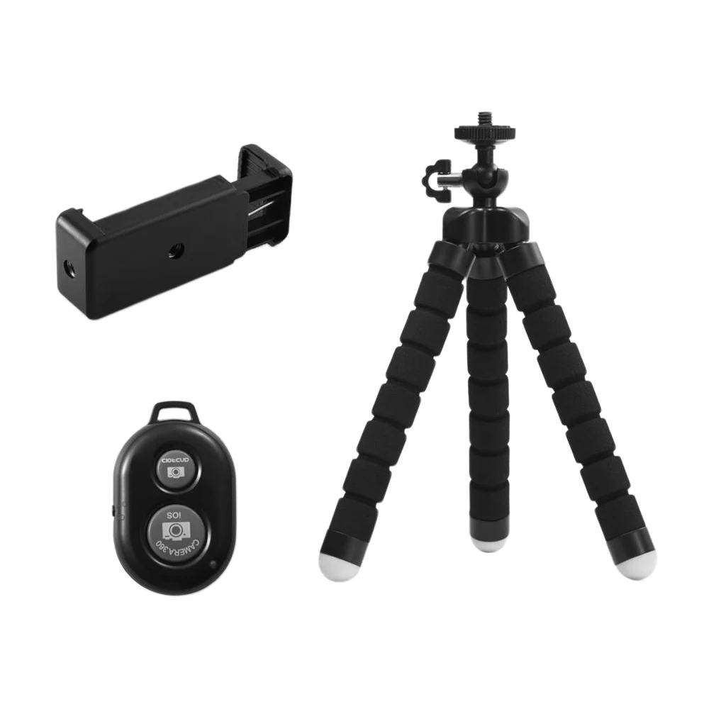 Flexible Sponge Octopus Mini Tripod With Bluetooth Remote Shutter For iPhone Mini Camera Tripod Phone Holder Clip Stand