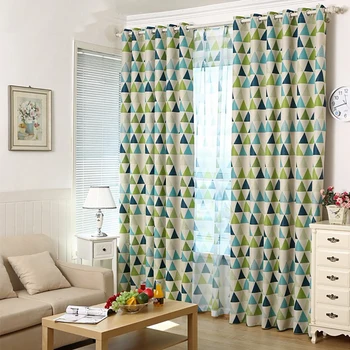 

Lychee Geometric Triangle Printed Curtain Modern Door Curtain Window Room Divider Curtain Valance Home Decoration