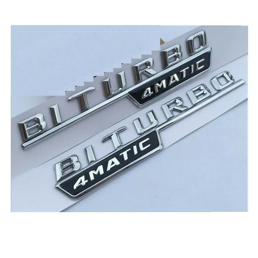 Shiny silver Хромированный брызговик 3D буквы для BITURBO 4matic эмблемы значки для Mercedes Benz AMG - Цвет: Shiny silver