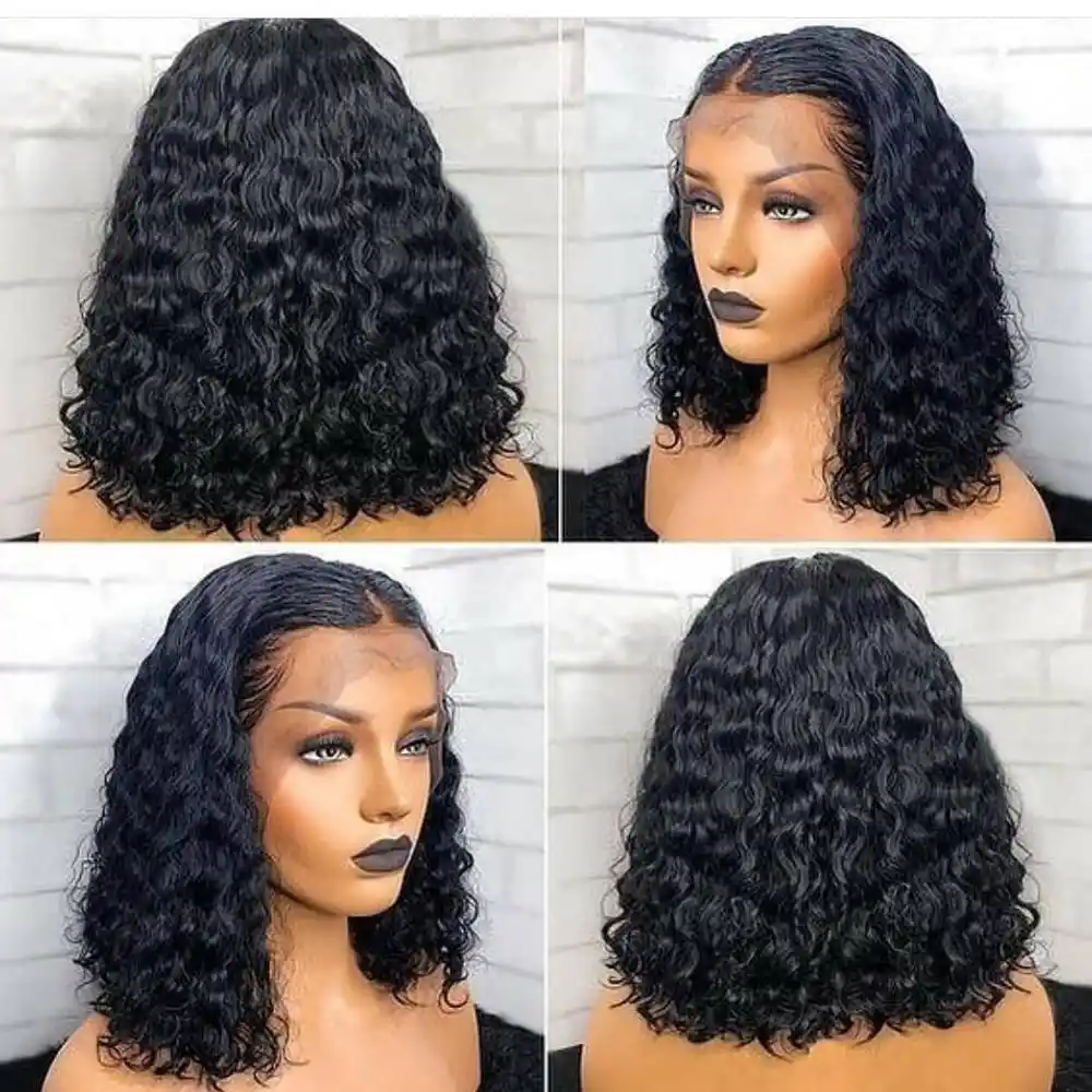 Loose Deep Wave Lace Front Human Hair Wigs Short Bob Wig For Black Women Brazilian Remy Hair Natural Black Shoulder Length