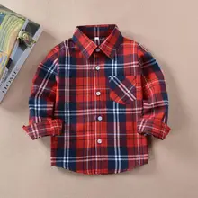 Осенняя детская рубашка в клетку хлопковая Детская рубашка с отворотами и пуговицами для мальчиков Детский кардиган с длинными рукавами, Рождественский подарок ZL190