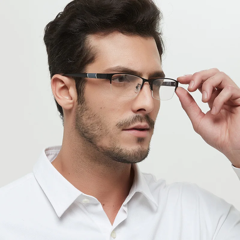 Мужские деловые очки из титанового сплава, TR90 дужки, полуоправа, Мужская дальнозоркость, оптические линзы, оправа для очков