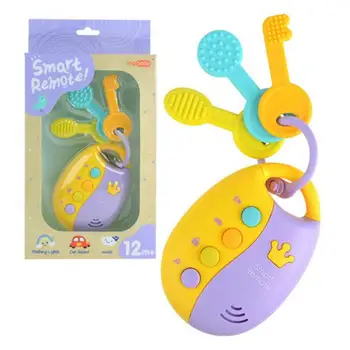 

Non-toxic Simulation LED Music Car Smart Remote Key with colorful Light Music Baby Teether Kids Educational Toys Gift