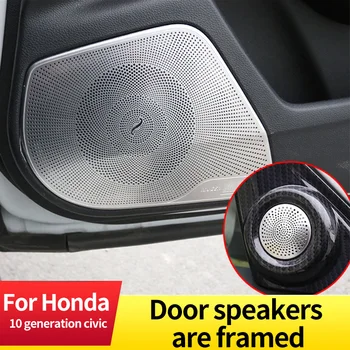 

Door sound ring Interior Door Speaker Sound Box Ring Cover Horn Frame Panel Trims Stainless Steel For Honda 10 Generation Civic