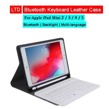 

Bluetooth Keyboard Leather Case For iPad Mini 2 3 4 5 7.9 inch Russian Arabic Hebrew Thai Korean Spanish German French Keyboard