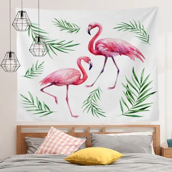 

2020 Summer home wall decoration polyester tapestry wall hanging plant flamingo beach towel blanket background cloth cushion