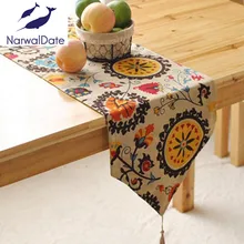 Camino de mesa de algodón y lino con girasol, flores idílicas, Bandera de escritorio de café, borla Bohemia, tela de cola de cama, centro de envío directo