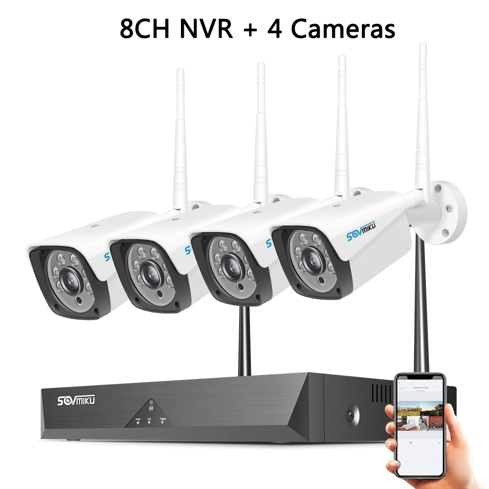 8CH NVR 4 Cameras 8CH 1080P Беспроводная система видеонаблюдения 4 шт 2MP уличная Wifi ip-камера 8CH NVR рекордер Видео камера безопасности Система наблюдения комплект - Цвет: 8CH NVR 4 Cameras