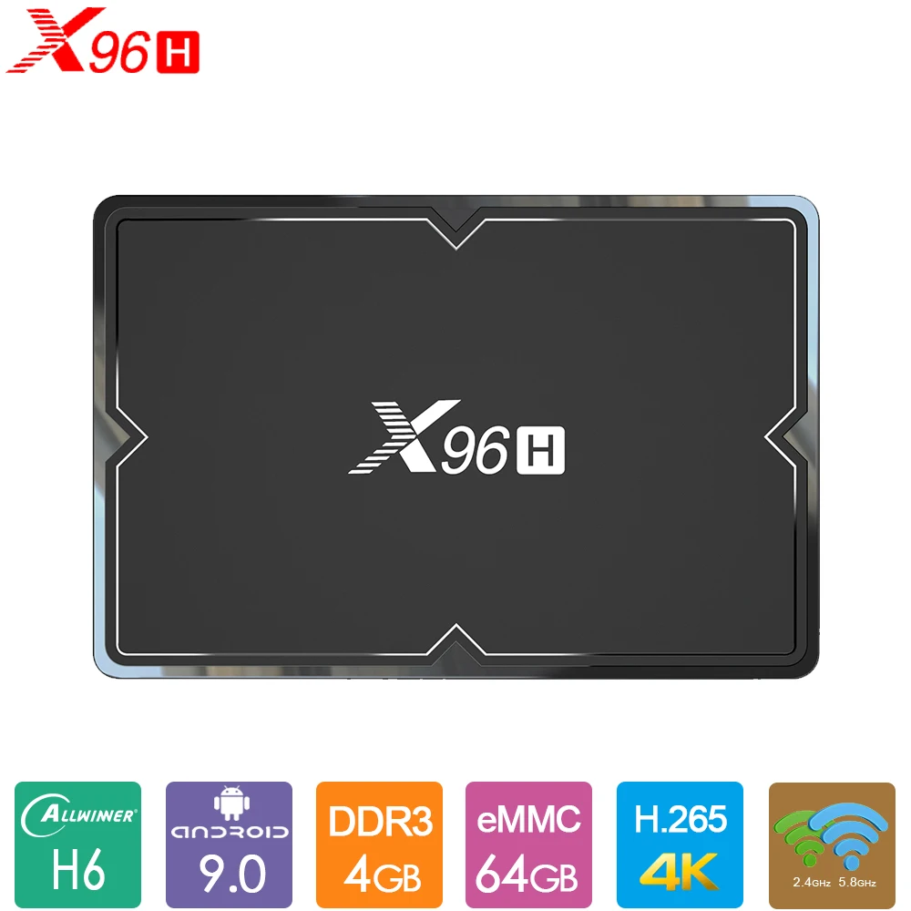 

2019 New X96H TV Box Android 9.0 Smart TV Box Allwinner H603 Quad Core 4GB/64GB Youtube BT4.1 6K 2.4G/5G WiFi Media Player