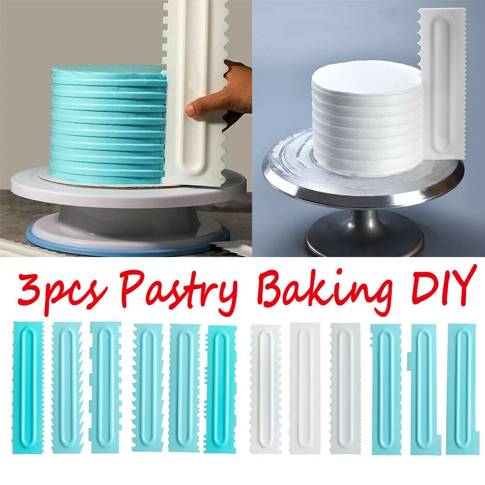 3pcs Pastry Cake Decorating Comb Food Grade Plastic Cake Decorating