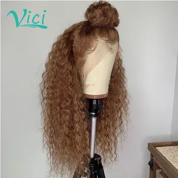 

Honey Blonde Lace Frontal Wig Curly Human Hair Wig With Baby Hair Pre-plucked And Bleached Knots Lace Wig For Black Women
