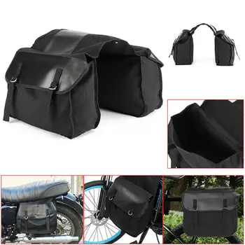 

Motorbike Saddle Bag Motorcycle Canvas Black Touring Waterproof Panniers Box Backseat Saddle Bag Trunk Luggage Travel Bags