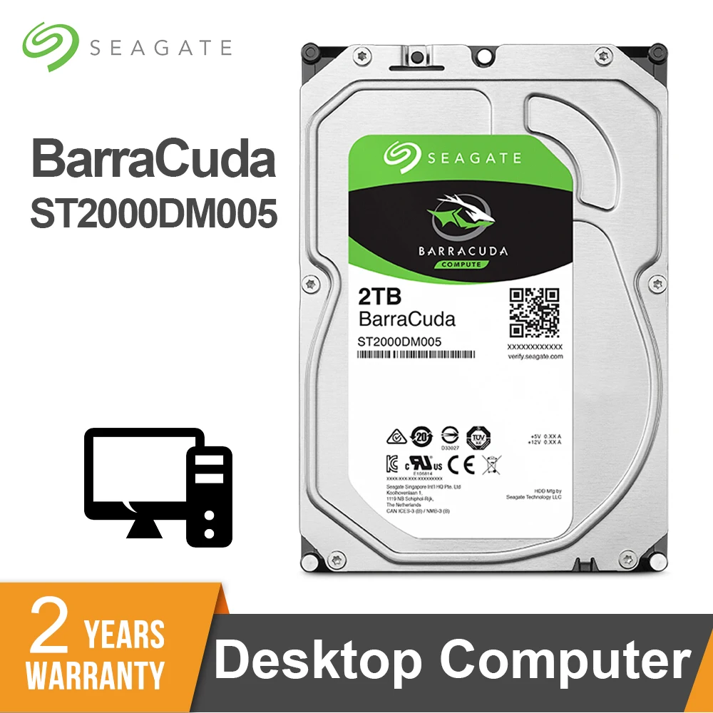 Seagate BarraCuda 2TB 3.5" SATA3 6Gb/s 5400RPM Desktop HDD Internal