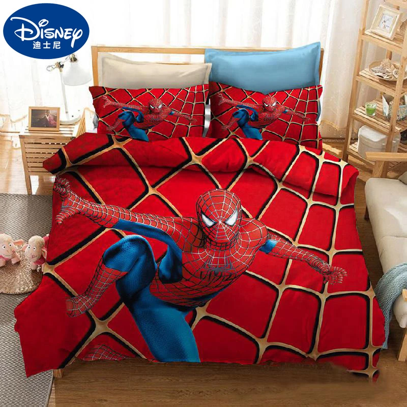 Disney juego de ropa de cama de Spider Man para niños, funda de edredón,  sábana, funda de almohada, héroes de los vengadores, funda de cama doble de  dibujos animados|Juegos de ropa de