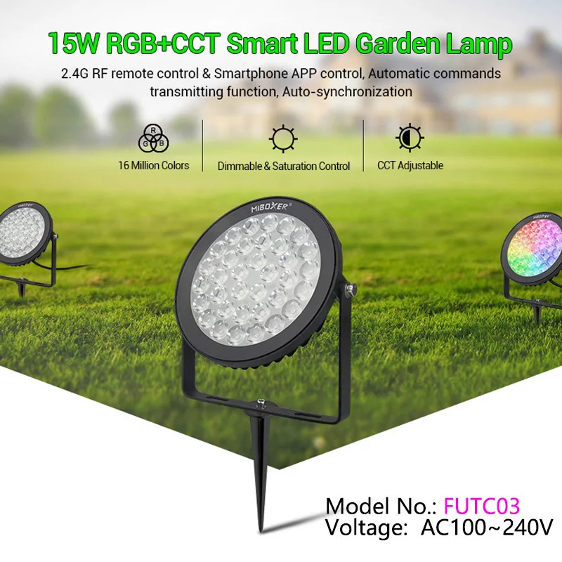 FUTC03 15 Вт RGB + CCT светодиодная садовая лампа 110 В 220 Уличный Точечный светильник