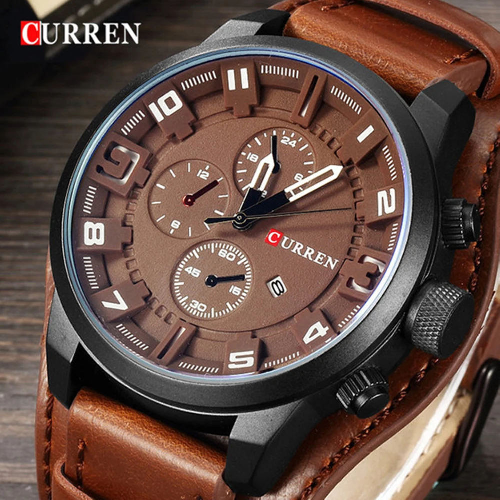 

CURREN 8225 Mens Watches Waterproof Top Brand Luxury Calendar Fashion Male Clock Leather Sport Military Men Wristwatch Dropship