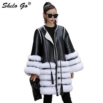 

Double Faced Fur Trench Highstreet Real Fox Fur Detail Flare Sleeve Tassel Lace Up A Line Long Coat Women Casual Plus Outwear