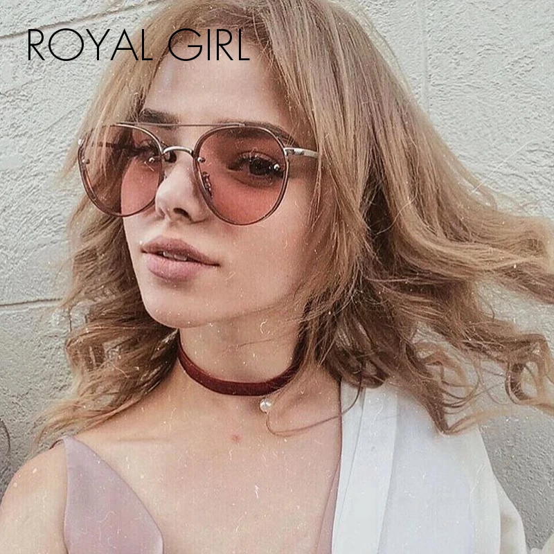 ROYAL GIRL брендовые дизайнерские Круглые Солнцезащитные очки женские Металлические