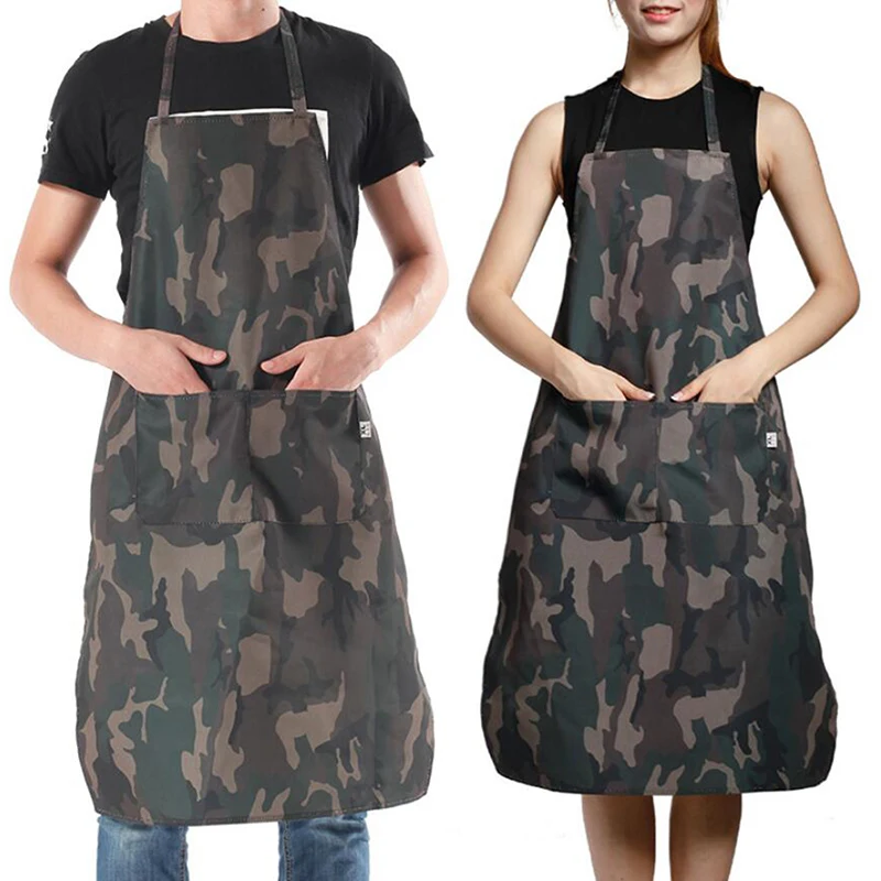 Waterproof BBQ Barber Apron Kitchen Chef Apron Househould Cleaning Tools Women Men Camouflage Kitchen Cooking Apron