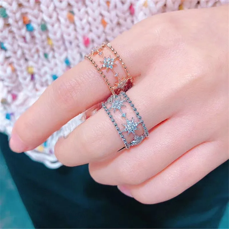 

2019 Fashion Korean Personality Rhinestone Ring Geometric Elegant for Women Opening Ring Gift Jewelry
