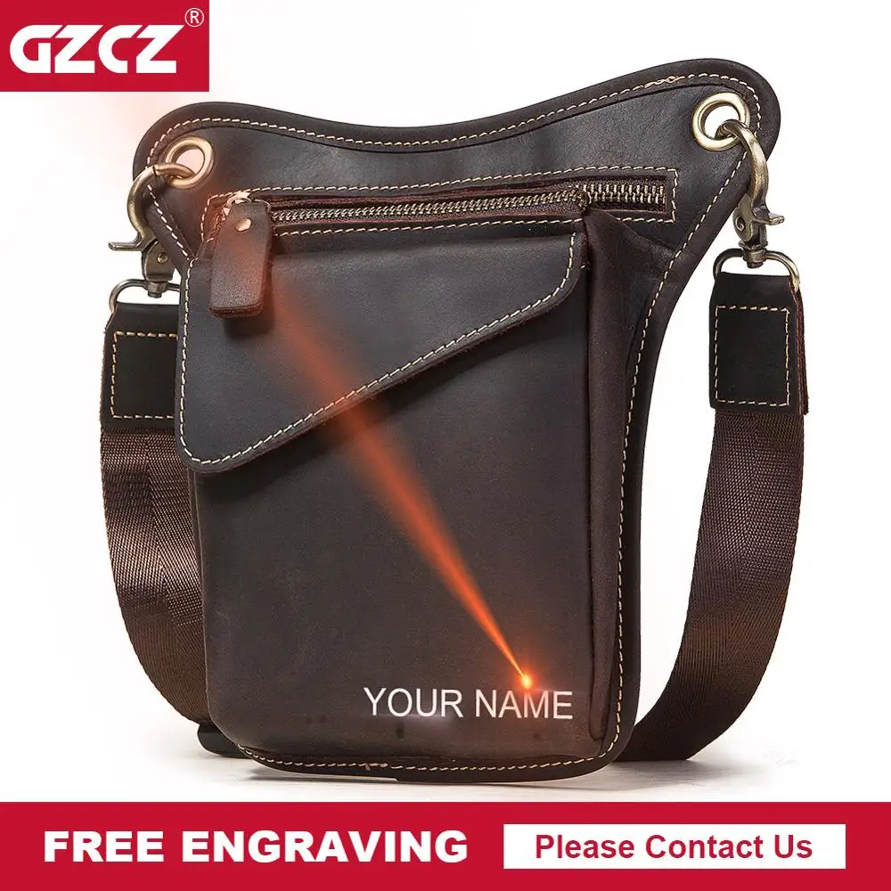 

GZCZ Free Engraving Genuine Leather Messenger Bags for iPad Travel Casual Crossbody Bag Male Business Shoulder Bag for Men 2020