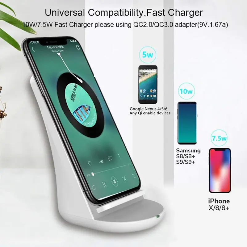 FIMILEF Bluetooth Speaker with Wireless Charger for Fast Wireless Charging Dock Base for iPhone X/8 Samsung Note 8 Smart phone