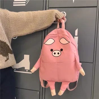 

New cartoon soft sister art backpack student schoolbag college Korean version fresh Japanese department cute piggy backpack girl