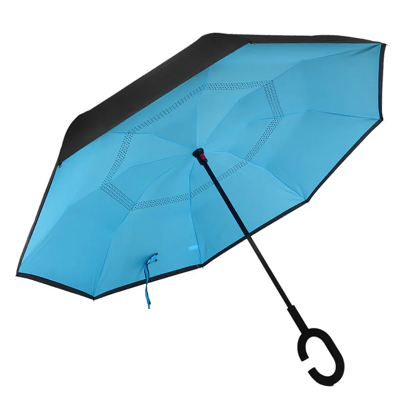 Fancytime Зонт от дождя с обратным ходом для женщин, складной двухслойный зонт для мужчин, самостоящий женский зонт с ручкой, ветрозащитный зонт от солнца и дождя - Цвет: 705