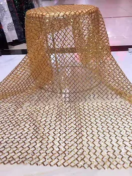 

Shiny sequins mesh embroidery French mesh African lace sequins grid Nigeria lace fabric is a wedding evening dress party set fab