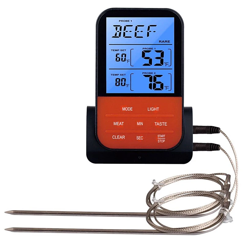 Meat Thermometer Wireless Remote Dual Probe Digital Backlight Cooking Oven BBQ Kitchen Food Thermometer Grilling Thermometer