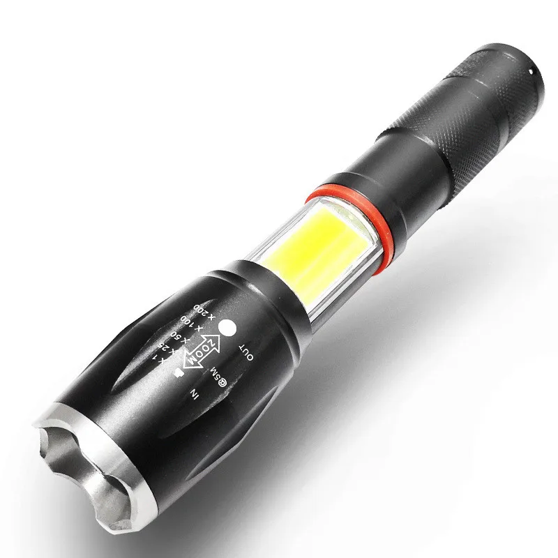 

LED multifunctional strong light waterproof flashlight, retractable focusing work light, self-defense flashlight for help