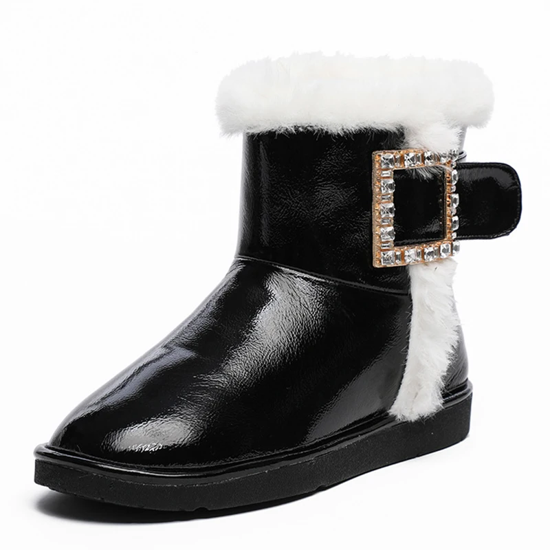 Warm Woman Booties Ankle Boots Female Women Shoes Warm Winter Woman Boots for Women's Shoes Crystal Flat Boot Female Chaussure