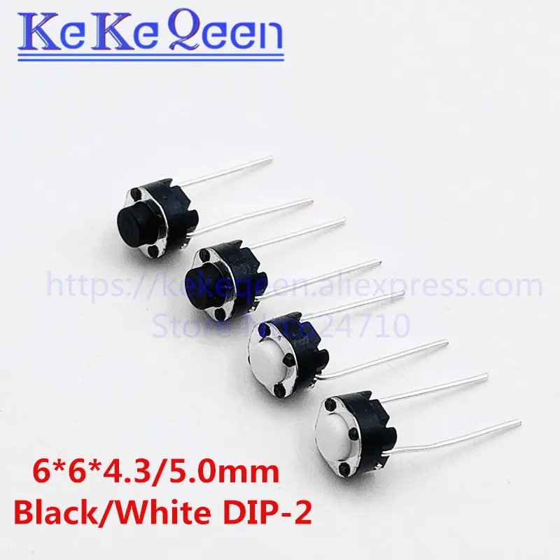 

500pcs Vertical Round Micro Switch 6*6*4.3mm / 6*6*5mm DIP-2 2pin Tactile Tact Push Button Switch 6x6x4.3mm / 6x6x4.3mm 2p