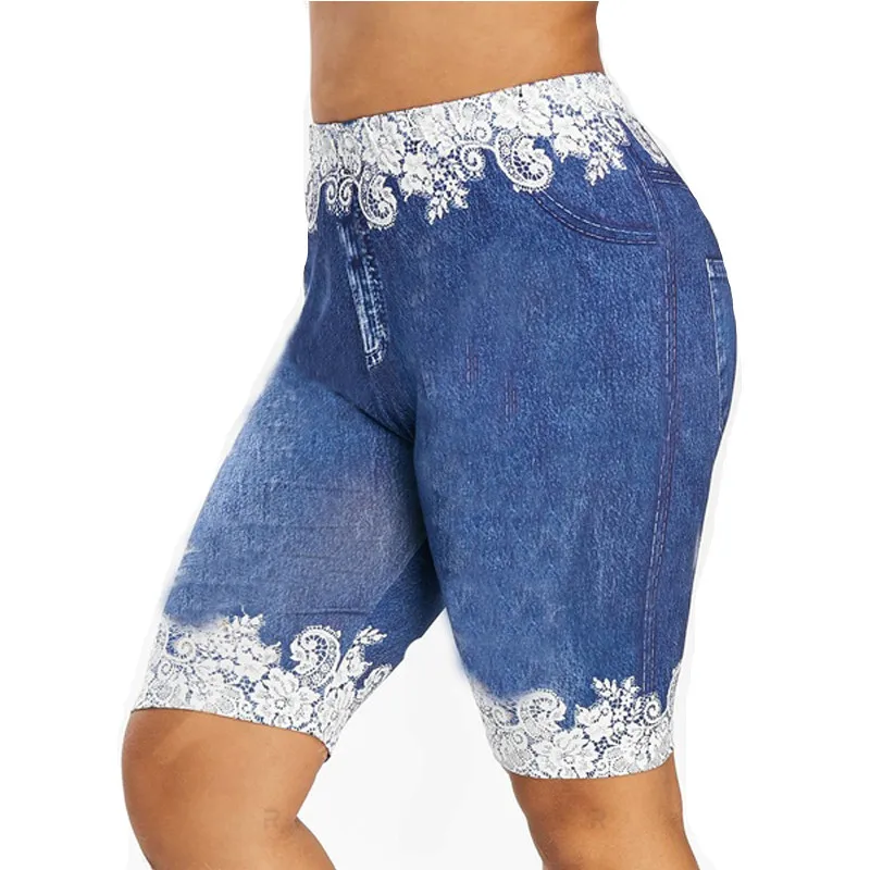 Print Short Legging Women Jeggings Perfect Fit Jeans Leggings High Waist Elastic Capri Legging Pants Summer Breeches False Denim Print Short Legging Women Jeggings Perfect Fit Jeans Leggings High Waist Elastic Capri Legging Pants Summer Breeches False Denim