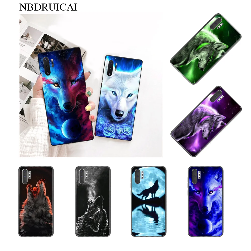 NBDRUICAI красочный волк искусство горячий черный мягкий чехол для телефона Samsung Note 3 4