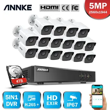 

ANNKE H.265+ 5MP Ultra HD 16CH DVR CCTV Security System 16PCS Outdoor 5MP EXIR Night Vision Camera Video Surveillance Kit