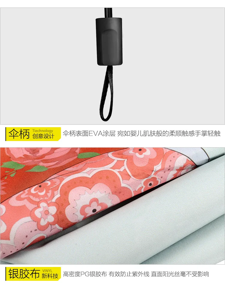 Manufacturers Direct Selling Parasol Women's UV-Protection Folding Top Grade Parasol Sun-resistant Three Fold Silver Colloid All