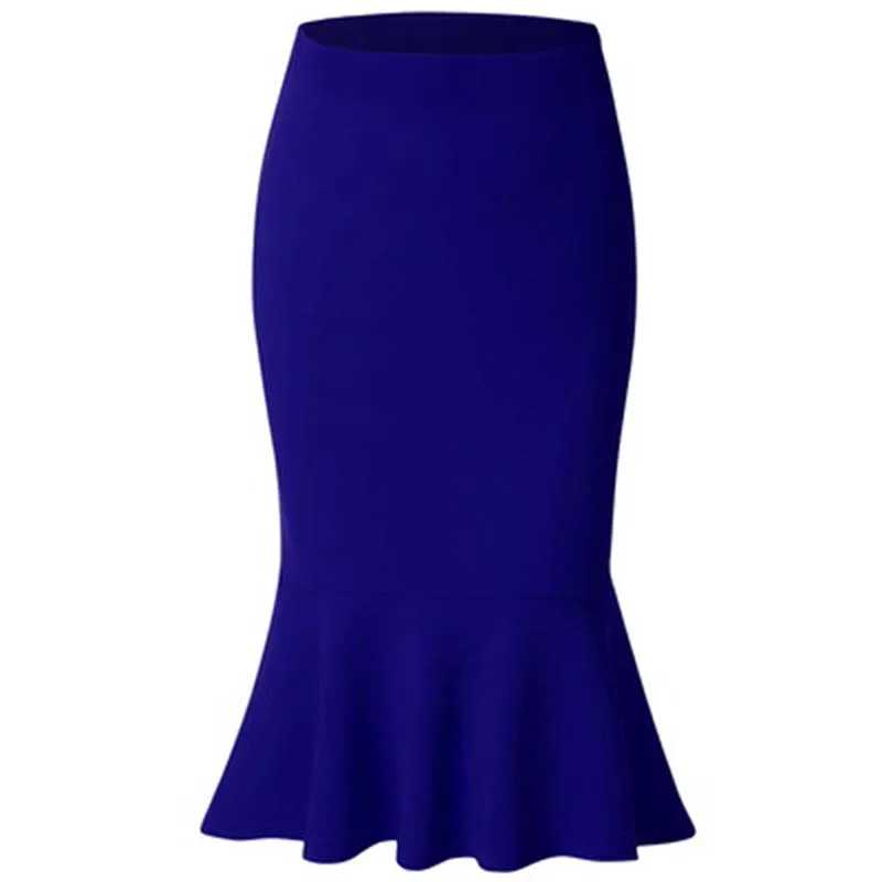 Летняя модная женская юбка русалки с высокой талией, одноцветная, большой размер, длина до колена, юбки-трубы, Женская офисная одежда, юбка