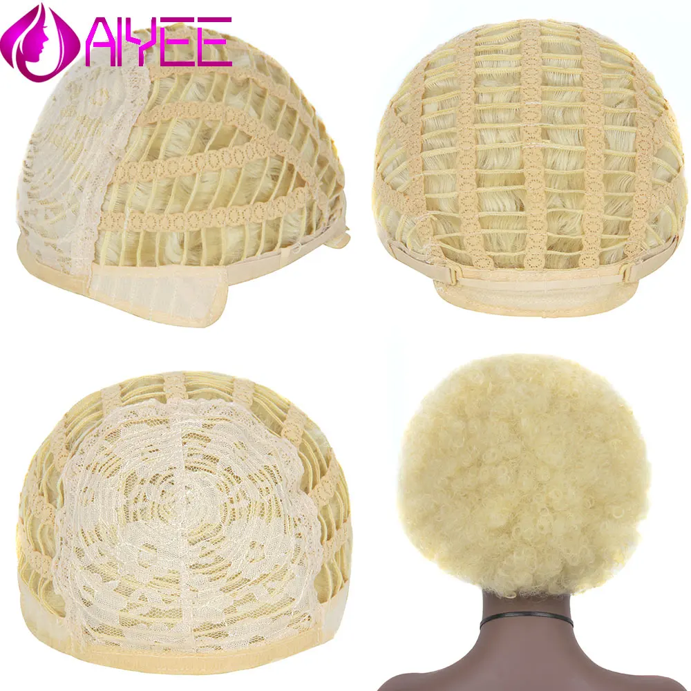 

AIYEE for Women Synthetic Hair Afro Short Wigs Bangs Brazilian Hair Style Soft Fiber 6 Inch 15 CM Bulk Hair Black For Party