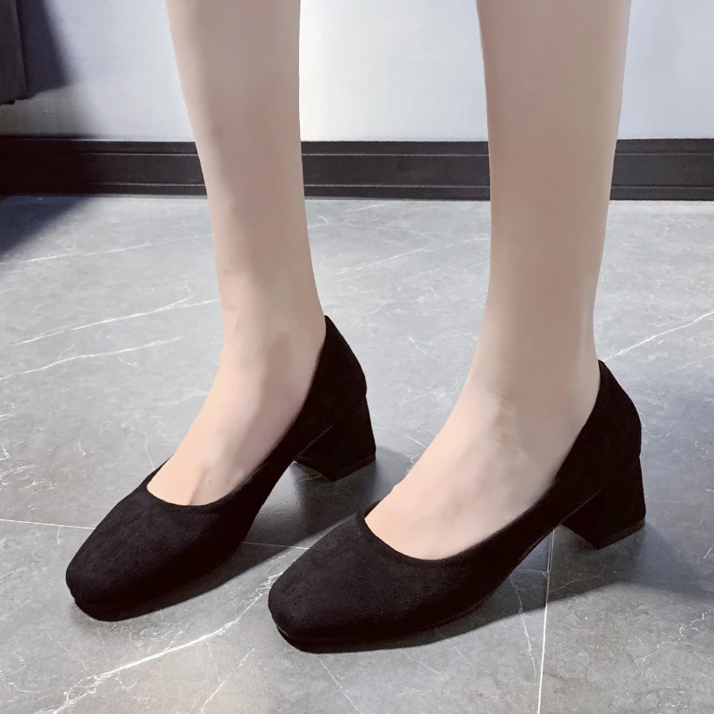 

Casual Heels Shallow Mouth African Woman Shoe Basketball Platform Brief Pumps Slip Om Chunky Sandals Round Toe Lace-up Velvet