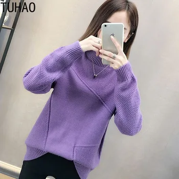 

TUHAO 2019 Sweater for Women Fashion Autumn Winter Preppy Style Turtleneck Long Sleeve Pullover Knitted Sweaters Clothing LZ38