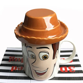 

New 3D Cartoon Cowboy with Cover Toy Story Mug 350mL Anime Ceramic Coffee Mugs Office Home Milk Tea Cups Birthday Gifts for Kids
