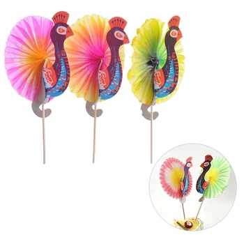 

25pcs Disposable Cocktail Toppers Artistic Peacock Picks Colorful Cupcake Toppers Party Supplies(Random Color) for Wedding