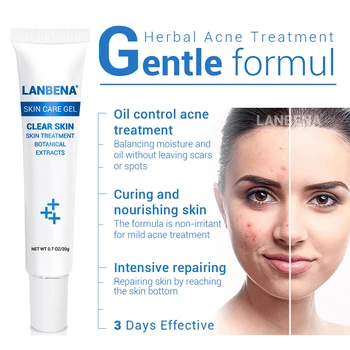 

Acne Treatment Gel Acne Cleaning Cream Blackhead Remover Acne Spots Face Acne Scars Skin Care Repair Comedone Pimple LANBENA