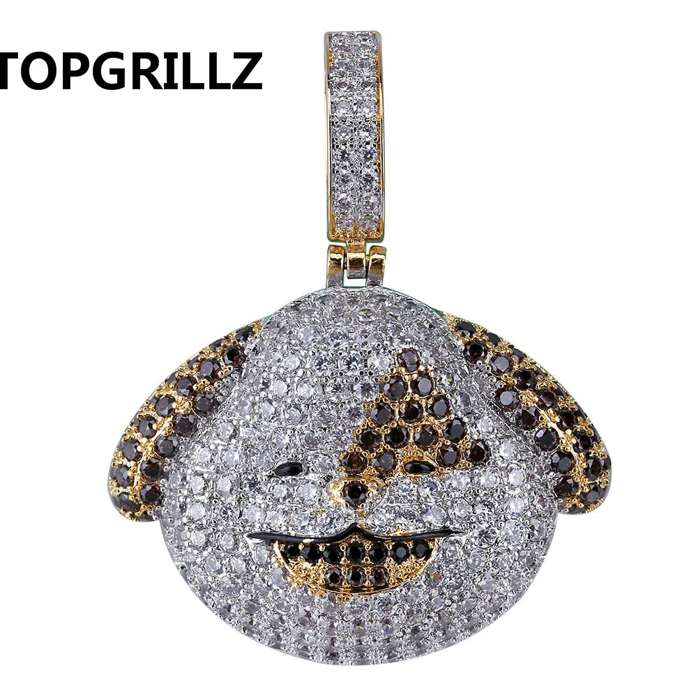 TOPGRILLZ, кулон с кубическим цирконием, с рисунком демона, собаки, обезьяны, сердца, улыбки, ожерелье, Хип-хоп ювелирные изделия для подарков - Окраска металла: Dog
