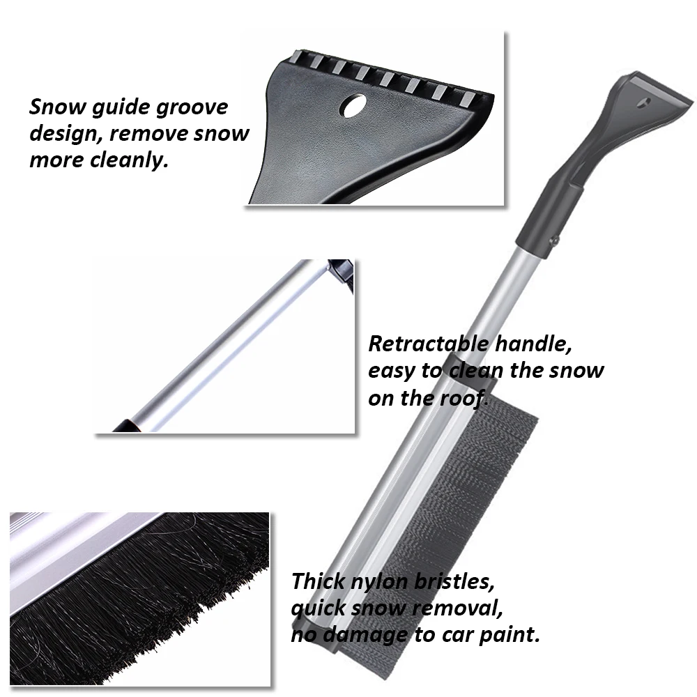 Car Windshield Ice Scraper Auto Glass Snow Shovel Extendable Snow Removal Brush Car Cleaning Brush Winter Ice Removal Tools