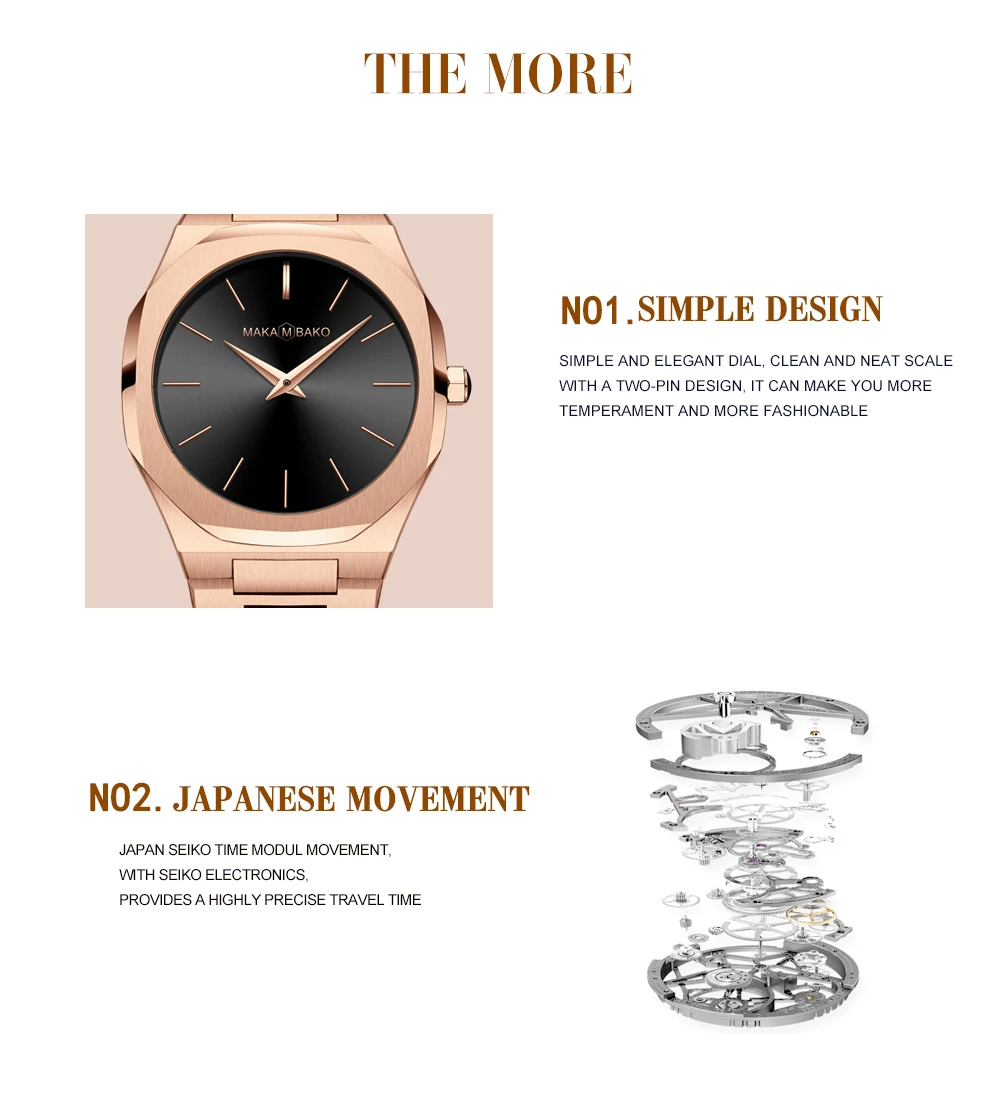 Drop shipping A+ Quality Full Stainless Steel Band Japan Quartz Movement Waterproof Women Rose Gold Ladies Luxury Wrist Watch